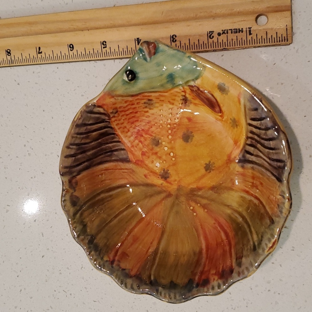 Italy ARS Hand Painted Fish Pottery Bowl - Picture 8 of 8